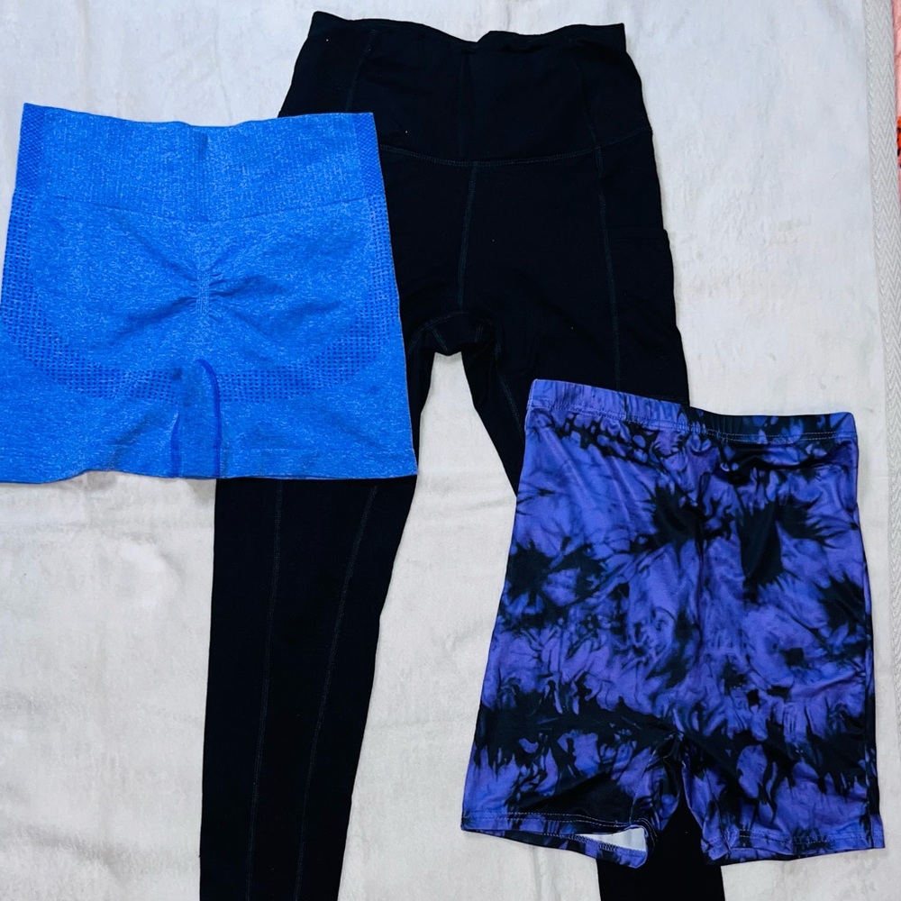Purple and Black Leggings/ Shorts Bundle